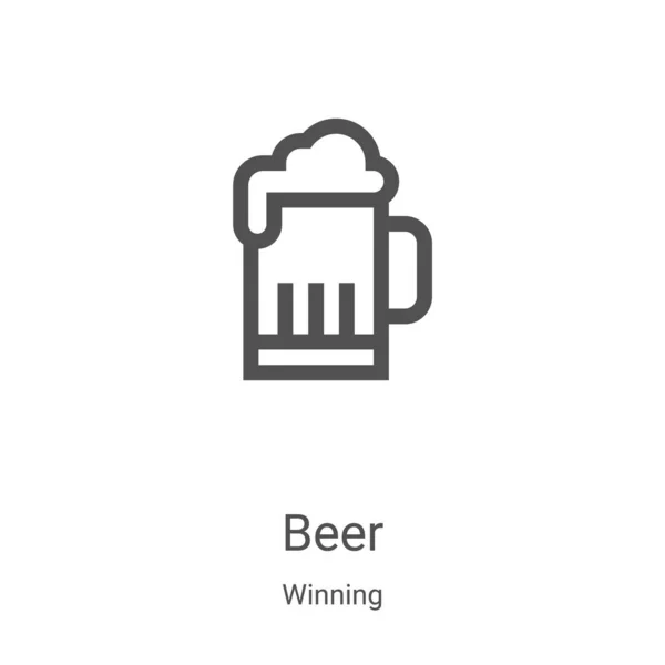 Icône de bière vecteur de la collection gagnante. Illustration vectorielle de contour de bière fine ligne. Symbole linéaire pour utilisation sur applications web et mobiles, logo, médias imprimés — Image vectorielle