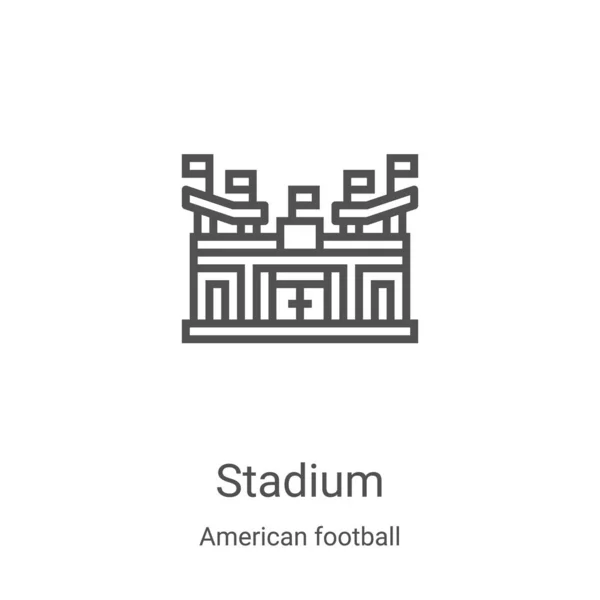 Vektor ikon stadionu z americké fotbalové sbírky. Tenká čára stadionu obrys ikony vektorové ilustrace. Lineární symbol pro použití na webových a mobilních aplikacích, logu, tiskových médiích — Stockový vektor