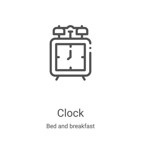 Vetor ícone relógio de cama e pequeno-almoço coleção. Linha fina relógio esboço ícone vetor ilustração. Símbolo linear para uso em aplicativos web e móveis, logotipo, mídia impressa — Vetor de Stock