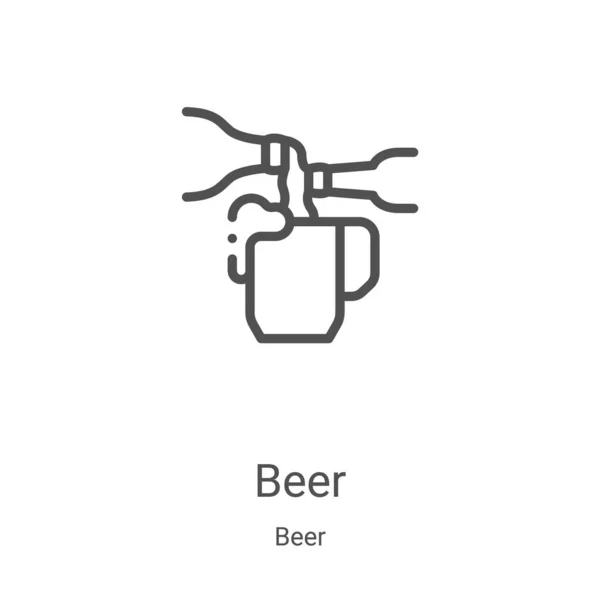 Beer icon vector from beer collection. Thin line beer outline icon vector illustration. Linear symbol for use on web and mobile apps, logo, print media — ストックベクタ