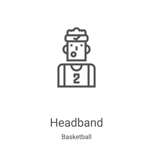 Headband icon vector from basketball collection. Thin line headband outline icon vector illustration. Linear symbol for use on web and mobile apps, logo, print media — Stock Vector