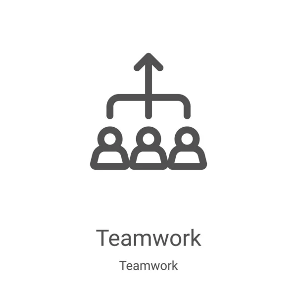 Vetor ícone de trabalho em equipe da coleção de trabalho em equipe. Delgada linha de trabalho em equipe esboço ícone vetor ilustração. Símbolo linear para uso em aplicativos web e móveis, logotipo, mídia impressa —  Vetores de Stock