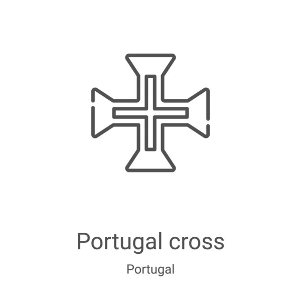 Portugal vector icono cruz de la colección portugal. Línea delgada portugal cruz contorno icono vector ilustración. Símbolo lineal para su uso en aplicaciones web y móviles, logotipo, medios impresos — Vector de stock