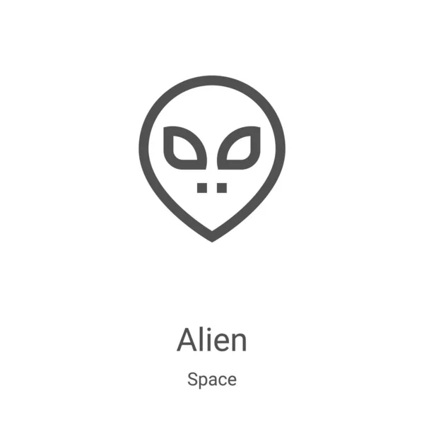 Alien icon vector uit ruimte-collectie. Dunne lijn buitenaardse overzicht pictogram vectorillustratie. Lineaire symbool voor gebruik op het web en mobiele apps, logo, gedrukte media — Stockvector