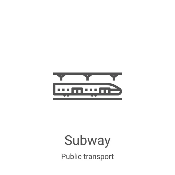 Vector icono del metro de la colección de transporte público. Ilustración de vectores de iconos de contorno de metro de línea delgada. Símbolo lineal para su uso en aplicaciones web y móviles, logotipo, medios impresos — Vector de stock