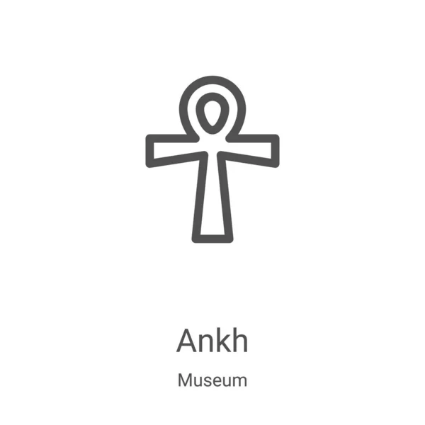 Ankh vector icono de la colección del museo. Línea delgada ankh esquema icono vector ilustración. Símbolo lineal para su uso en aplicaciones web y móviles, logotipo, medios impresos — Vector de stock