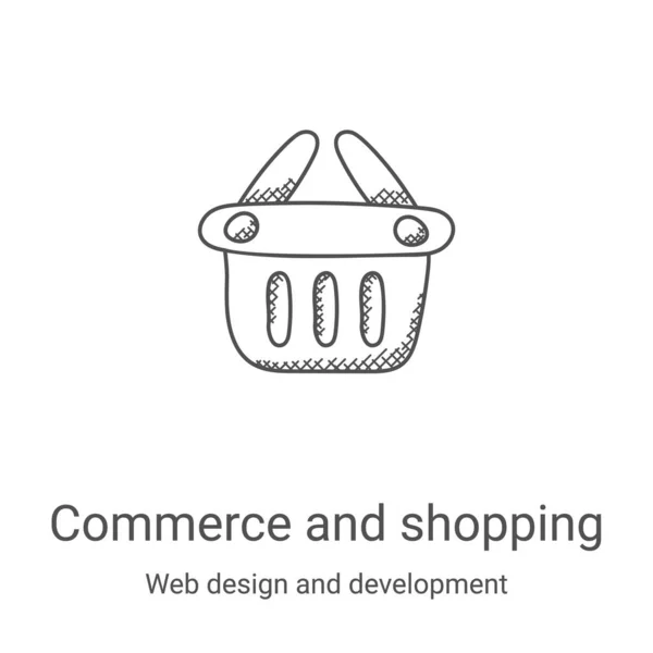 Comércio e vetor ícone de compras de web design e coleção de desenvolvimento. Comércio de linha fina e ilustração de vetor de ícone de contorno de compras. Símbolo linear para utilização em aplicações web e móveis, logótipo , — Vetor de Stock