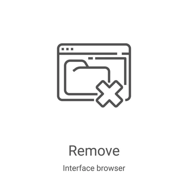 Eliminar vector icono de la colección del navegador de interfaz. Línea delgada eliminar esquema icono vector ilustración. Símbolo lineal para su uso en aplicaciones web y móviles, logotipo, medios impresos — Vector de stock