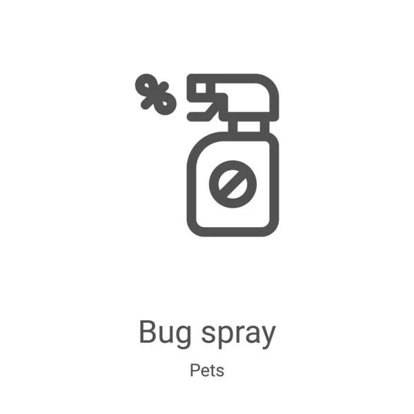 Bug spray ikon vektor från husdjur samling. Tunn linje bugg spraykontur ikon vektor illustration. Linjär symbol för användning på webben och mobilappar, logotyp, tryckta medier — Stock vektor