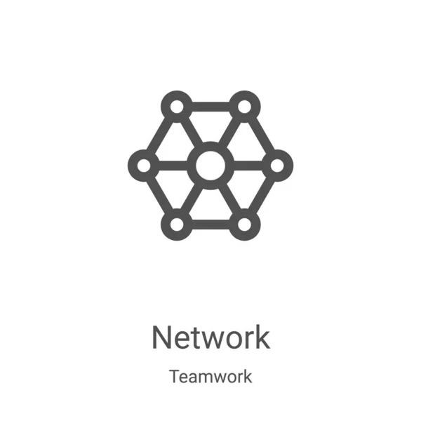 팀 워크 콜렉션의 네트워크 아이콘 벡터. 얇은 선 네트워크 윤곽 아이콘 벡터 일러스트. 웹 과 모바일 앱에 사용하기 위한 선형 심볼, 로고, 인쇄 미디어 — 스톡 벡터