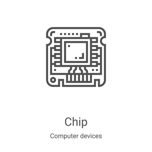 Vektor ikon čipu ze sbírky počítačových zařízení. Ikona vektorového ilustrace čipu tenké linky. Lineární symbol pro použití na webových a mobilních aplikacích, logu, tiskových médiích — Stockový vektor