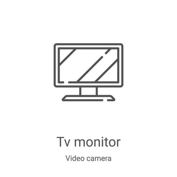 Tv moniteur icône vecteur de la collection de caméras vidéo. Illustration vectorielle d'icône de contour de moniteur TV ligne mince. Symbole linéaire pour utilisation sur applications web et mobiles, logo, médias imprimés — Image vectorielle