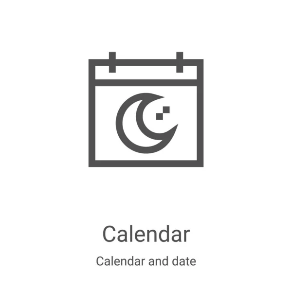 Wektor ikony kalendarza z kolekcji kalendarza i daty. Cienki kalendarz zarys ilustracji wektora ikony. Symbol liniowy do stosowania w aplikacjach internetowych i mobilnych, logo, mediach drukowanych — Wektor stockowy