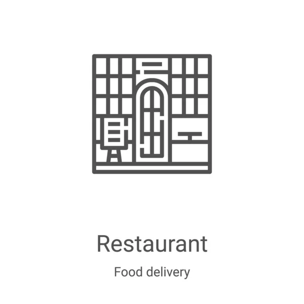 Значок ресторану вектор з колекції доставки їжі. Тонка лінія ресторан контур значок Векторні ілюстрації. Лінійний символ для використання у веб- та мобільних додатках, логотипі, друкованих засобах масової інформації — стоковий вектор