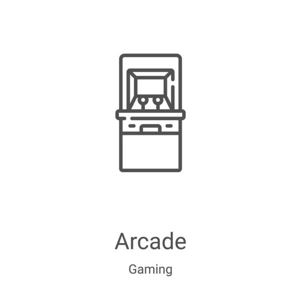 Vector icono arcade de la colección de juegos. Línea delgada arcade esquema icono vector ilustración. Símbolo lineal para su uso en aplicaciones web y móviles, logotipo, medios impresos — Vector de stock