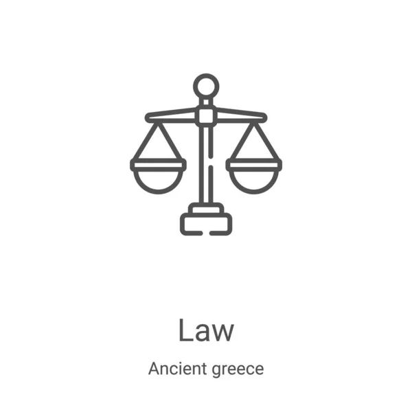 Wet icoon vector uit oude Griekse collectie. Dunne lijn wet schets icoon vector illustratie. Lineair symbool voor gebruik op web- en mobiele apps, logo, printmedia — Stockvector