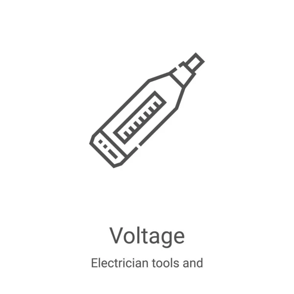 電気工具や素子集合体の電圧アイコンベクトルです細い線電圧アウトラインアイコンのベクトル図。Webやモバイルアプリ、ロゴ、印刷メディアで使用するための線形シンボル — ストックベクタ