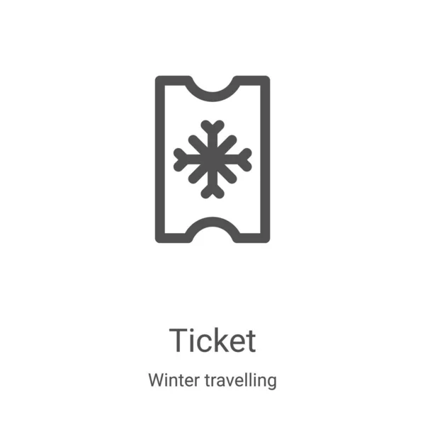 Ikona jízdenky vektor z kolekce zimní cestování. Ikona ikony vektoru pro tenkou čáru tipu. Lineární symbol pro použití na webových a mobilních aplikacích, logu, tiskových médiích — Stockový vektor