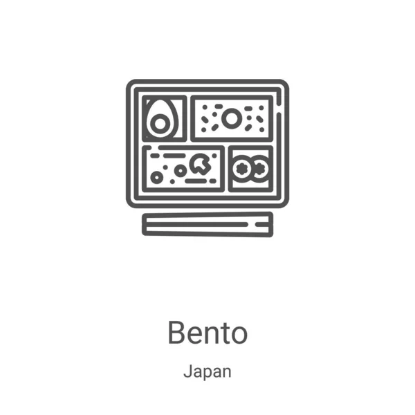 Διάνυσμα εικονιδίων bento από τη συλλογή της Ιαπωνίας. Λεπτή γραμμή bento περίγραμμα εικονίδιο διανυσματική απεικόνιση. Γραμμικό σύμβολο για χρήση σε εφαρμογές web και mobile, λογότυπο, έντυπα μέσα — Διανυσματικό Αρχείο