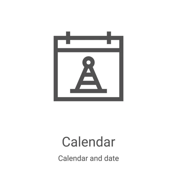 Vector icono de calendario de calendario y colección de fecha. Ilustración de vector de icono de contorno de calendario de línea delgada. Símbolo lineal para su uso en aplicaciones web y móviles, logotipo, medios impresos — Vector de stock