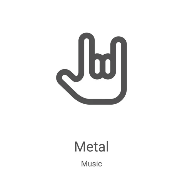 音楽コレクションのメタルアイコンベクター。細いラインメタルアウトラインアイコンベクトルイラスト。Webやモバイルアプリ、ロゴ、印刷メディアで使用するための線形シンボル — ストックベクタ