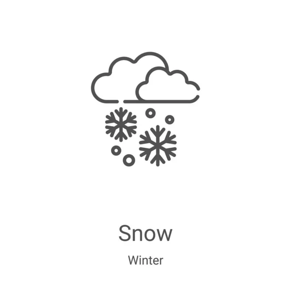 Snö ikon vektor från vintern samling. Tunn linje snö kontur ikon vektor illustration. Linjär symbol för användning på webben och mobilappar, logotyp, tryckta medier — Stock vektor