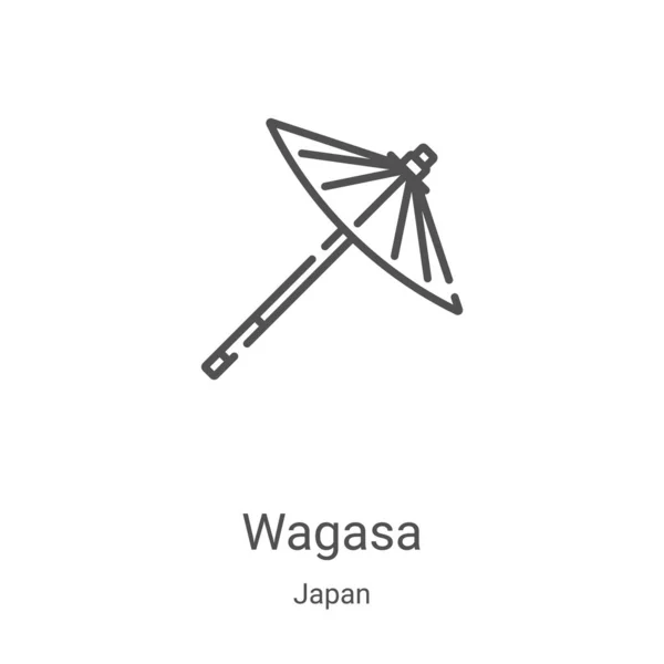 Wagasa icoon vector uit Japanse collectie. Dunne lijn wagasa outline icoon vector illustratie. Lineair symbool voor gebruik op web- en mobiele apps, logo, printmedia — Stockvector