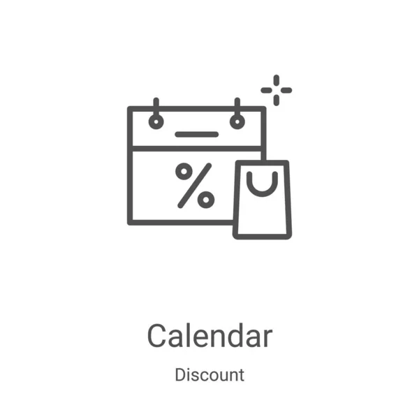 Calendário ícone vetor de coleção de desconto. Linha fina calendário esboço ícone vetor ilustração. Símbolo linear para uso em aplicativos web e móveis, logotipo, mídia impressa — Vetor de Stock