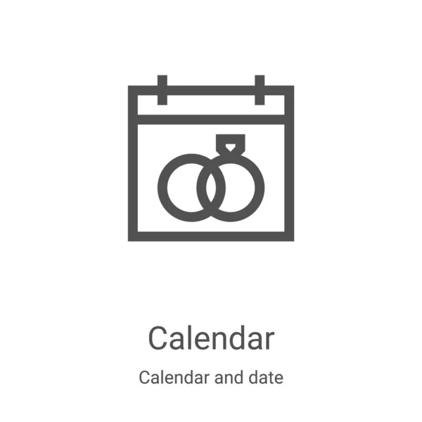 カレンダーと日付コレクションのカレンダーアイコンベクトル。細い線のカレンダーアイコンのベクトルイラスト。Webやモバイルアプリ、ロゴ、印刷メディアで使用するための線形シンボル — ストックベクタ