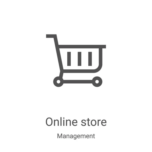 Online winkel icoon vector uit management collectie. Dunne lijn online winkel overzicht pictogram vector illustratie. Lineair symbool voor gebruik op web- en mobiele apps, logo, printmedia — Stockvector