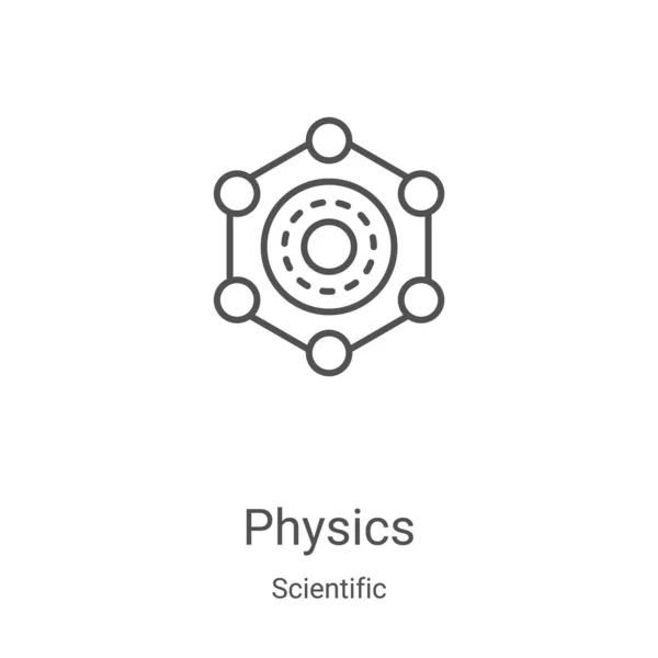 Vetor de ícones de física da coleção científica. Física de linha fina esboço ícone vetor ilustração. Símbolo linear para uso em aplicativos web e móveis, logotipo, mídia impressa —  Vetores de Stock