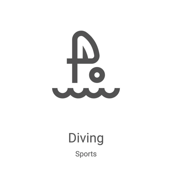 Vector icono de buceo de la colección de deportes. Ilustración de vectores de iconos de líneas delgadas. Símbolo lineal para su uso en aplicaciones web y móviles, logotipo, medios impresos — Vector de stock