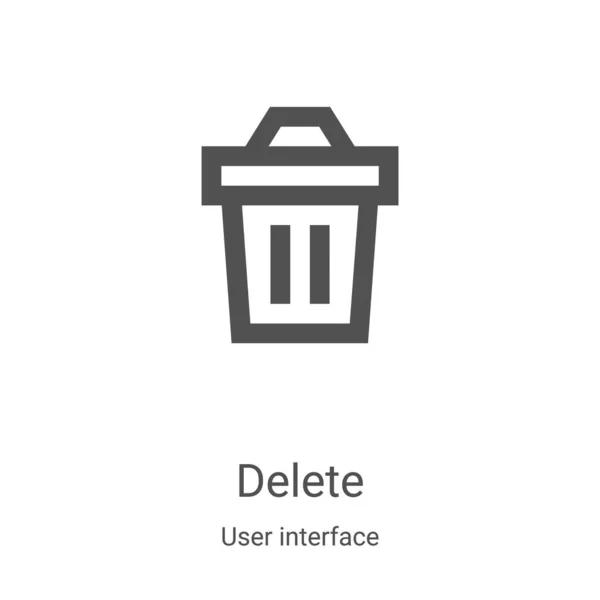 Kullanıcı arayüzü koleksiyonundan simge vektörünü sil. İnce çizgi dış hatları sil ikon vektör illüstrasyonu. Web ve mobil uygulamalarda kullanmak için doğrusal sembol, logo, yazdırma ortamı — Stok Vektör