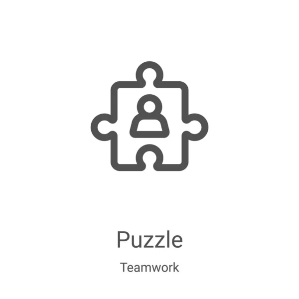 Puzzle vector icono de la colección de trabajo en equipo. Línea delgada rompecabezas esquema icono vector ilustración. Símbolo lineal para su uso en aplicaciones web y móviles, logotipo, medios impresos — Vector de stock