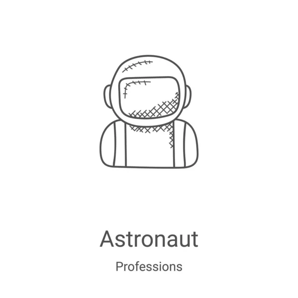 Astronautensymbolvektor aus der Sammlung von Berufen. dünne Linie Astronauten umreißen Symbol Vektor Illustration. Lineares Symbol für Web- und Mobile-Apps, Logo, Printmedien — Stockvektor