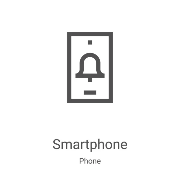 Διάνυσμα εικονίδιο smartphone από τη συλλογή τηλεφώνου. Λεπτή γραμμή περίγραμμα smartphone εικόνα διάνυσμα. Γραμμικό σύμβολο για χρήση σε εφαρμογές web και mobile, λογότυπο, έντυπα μέσα — Διανυσματικό Αρχείο