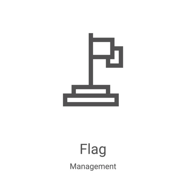 Vector de icono de bandera roja de la colección de gestión. Ilustración vectorial delgada línea roja bandera contorno icono. Símbolo lineal para su uso en aplicaciones web y móviles, logotipo, medios impresos — Vector de stock