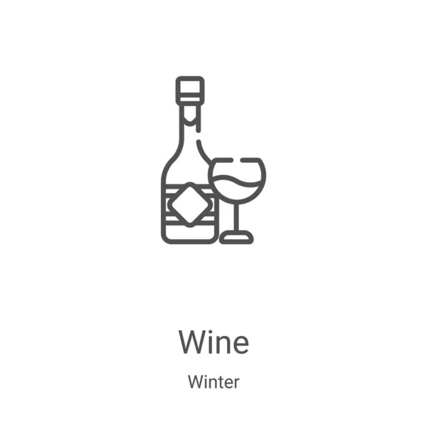 Vector icono de vino de la colección de invierno. Ilustración de vectores de iconos delgadas líneas de vino. Símbolo lineal para su uso en aplicaciones web y móviles, logotipo, medios impresos — Vector de stock