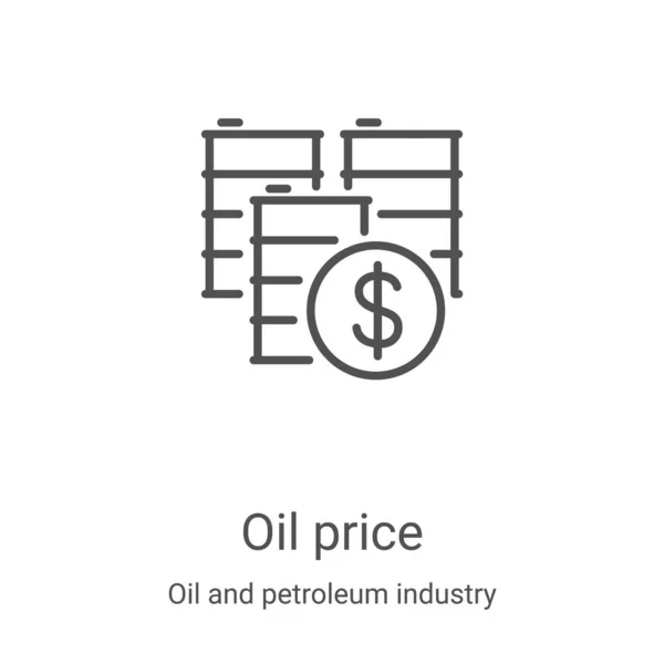 Vetor ícone do preço do petróleo da coleta da indústria de petróleo e petróleo. Linha fina preço do petróleo esboço ícone vetor ilustração. Símbolo linear para uso em aplicativos web e móveis, logotipo, mídia impressa — Vetor de Stock