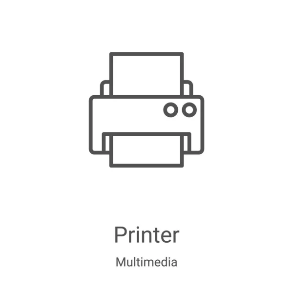 Printer icon vector from multimedia collection. Thin line printer outline icon vector illustration. Linear symbol for use on web and mobile apps, logo, print media — Stock Vector
