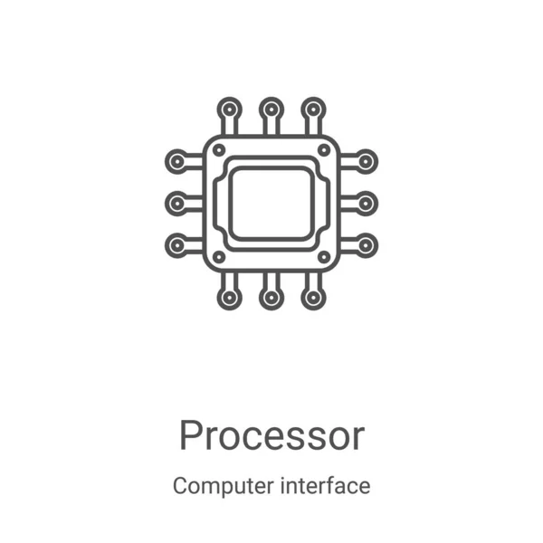 Ícone do processador vetor da coleção de interface do computador. Linha fina processador esboço ícone vetor ilustração. Símbolo linear para uso em aplicativos web e móveis, logotipo, mídia impressa — Vetor de Stock