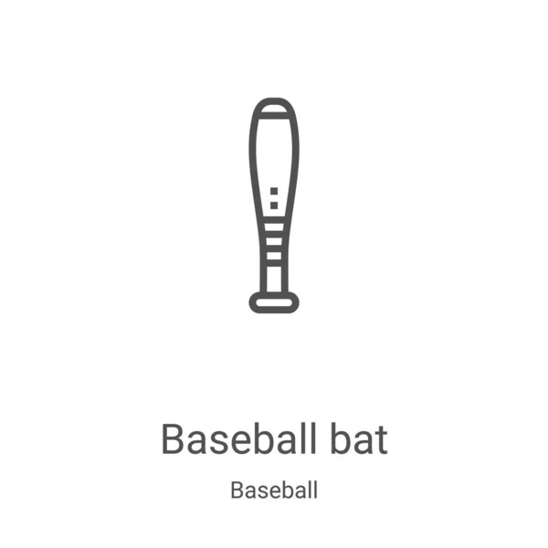 Bate de béisbol vector icono de la colección de béisbol. Línea delgada de béisbol murciélago contorno icono ilustración vectorial. Símbolo lineal para su uso en aplicaciones web y móviles, logotipo, medios impresos — Vector de stock