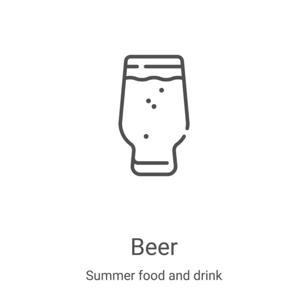 Ölikon vektor från sommar mat och dryck samling. Tunn linje öl kontur ikon vektor illustration. Linjär symbol för användning på webben och mobilappar, logotyp, tryckta medier — Stock vektor