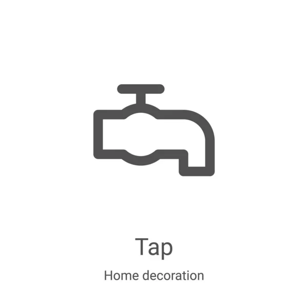 Tap icon vector from home decoration collection. Иллюстрация вектора значков тонкой линии крана. Линейный символ для использования в веб и мобильных приложениях, логотипе, печатных СМИ — стоковый вектор