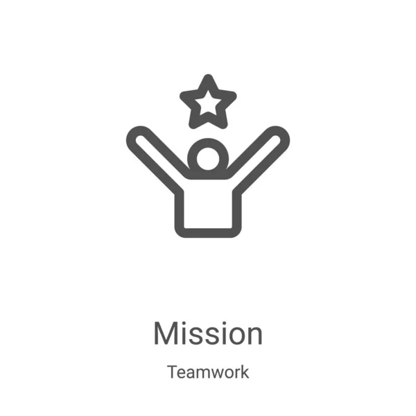 チームワーク・コレクションのミッション・アイコン・ベクトルです細い線のミッションアウトラインアイコンベクトルイラスト。Webやモバイルアプリ、ロゴ、印刷メディアで使用するための線形シンボル — ストックベクタ