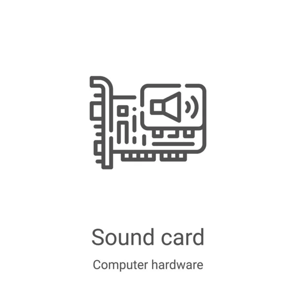 Vetor de ícone de placa de som da coleção de hardware do computador. Linha fina placa de som esboço ícone vetor ilustração. Símbolo linear para uso em aplicativos web e móveis, logotipo, mídia impressa —  Vetores de Stock