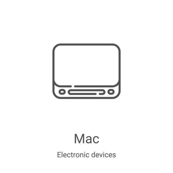 Mac icône vecteur de la collection d'appareils électroniques. Illustration vectorielle d'icône de contour de mac de ligne mince. Symbole linéaire pour utilisation sur applications web et mobiles, logo, médias imprimés — Image vectorielle