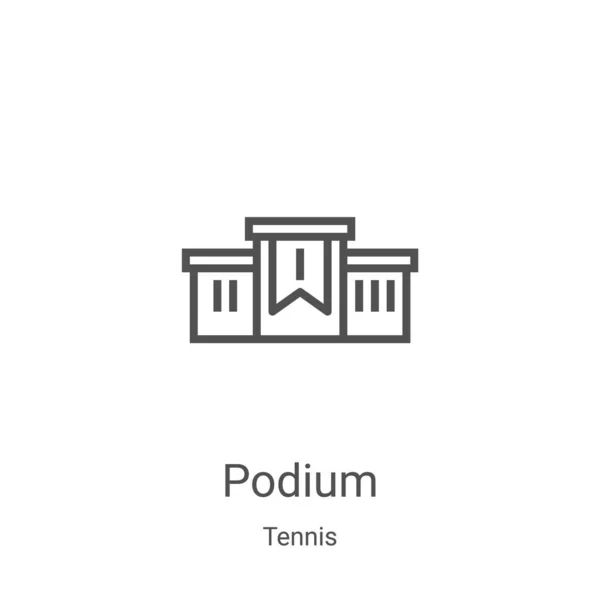 Tenis koleksiyonundan podyum ikon vektörü. İnce podyum ana hatlı ikon vektör çizimi. Web ve mobil uygulamalarda kullanmak için doğrusal sembol, logo, yazdırma ortamı — Stok Vektör