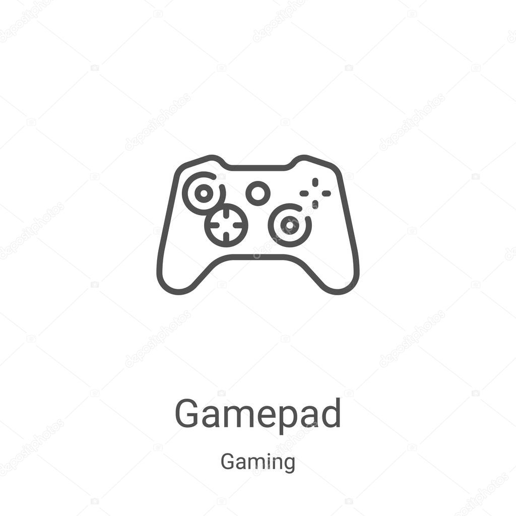 gamepad icon vector from gaming collection. Thin line gamepad outline icon vector illustration. Linear symbol for use on web and mobile apps, logo, print media