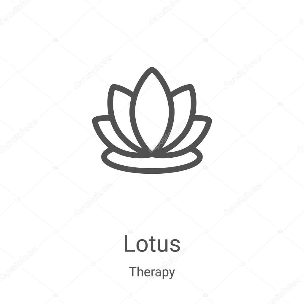 lotus icon vector from therapy collection. Thin line lotus outline icon vector illustration. Linear symbol for use on web and mobile apps, logo, print media
